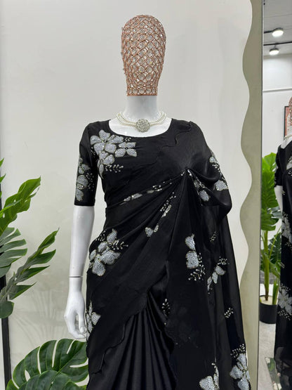Latest Designer Jimmy Chu Fabric Saree with Blouse For Women