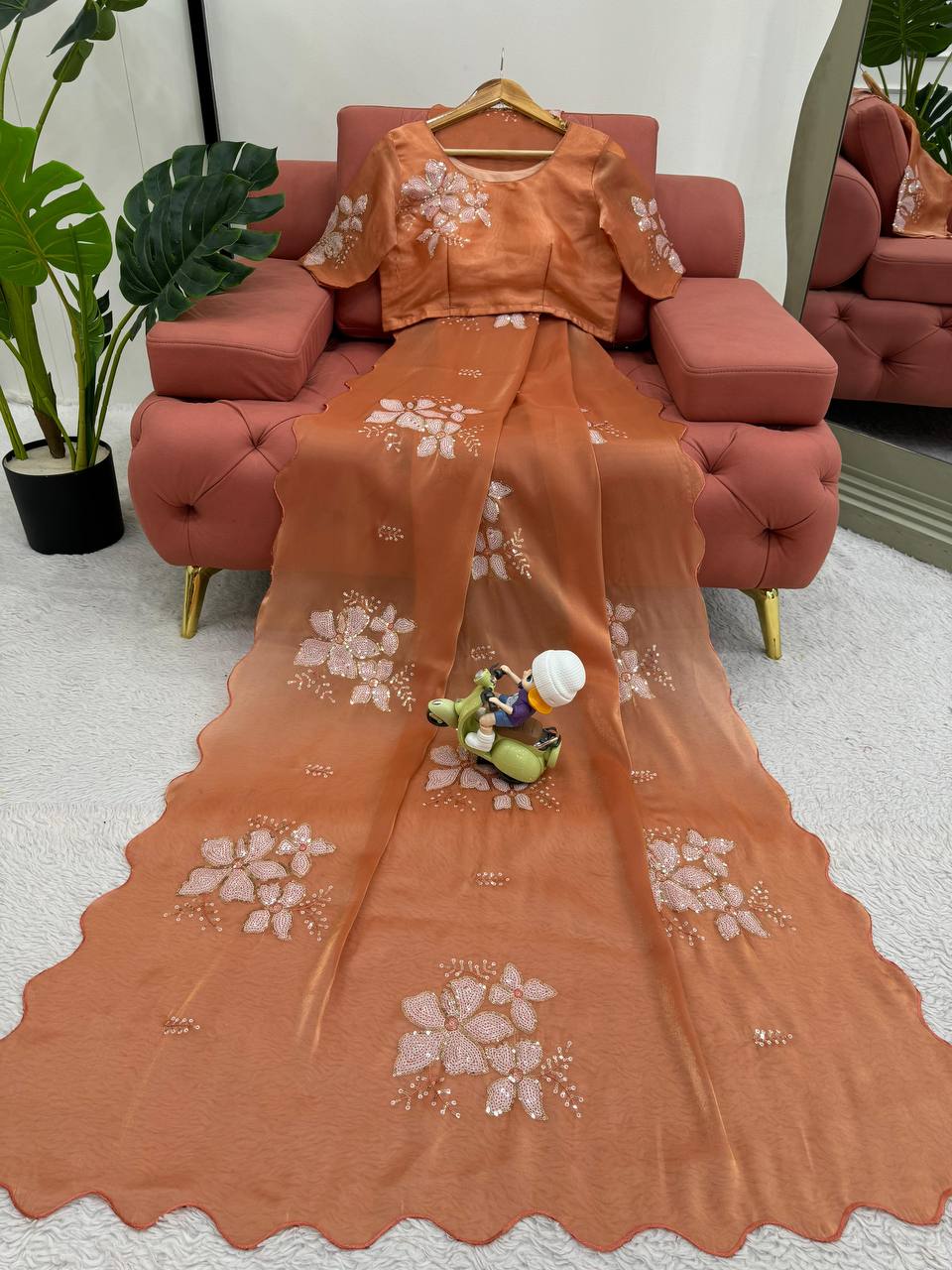 Latest Designer Jimmy Chu Fabric Saree with Blouse For Women