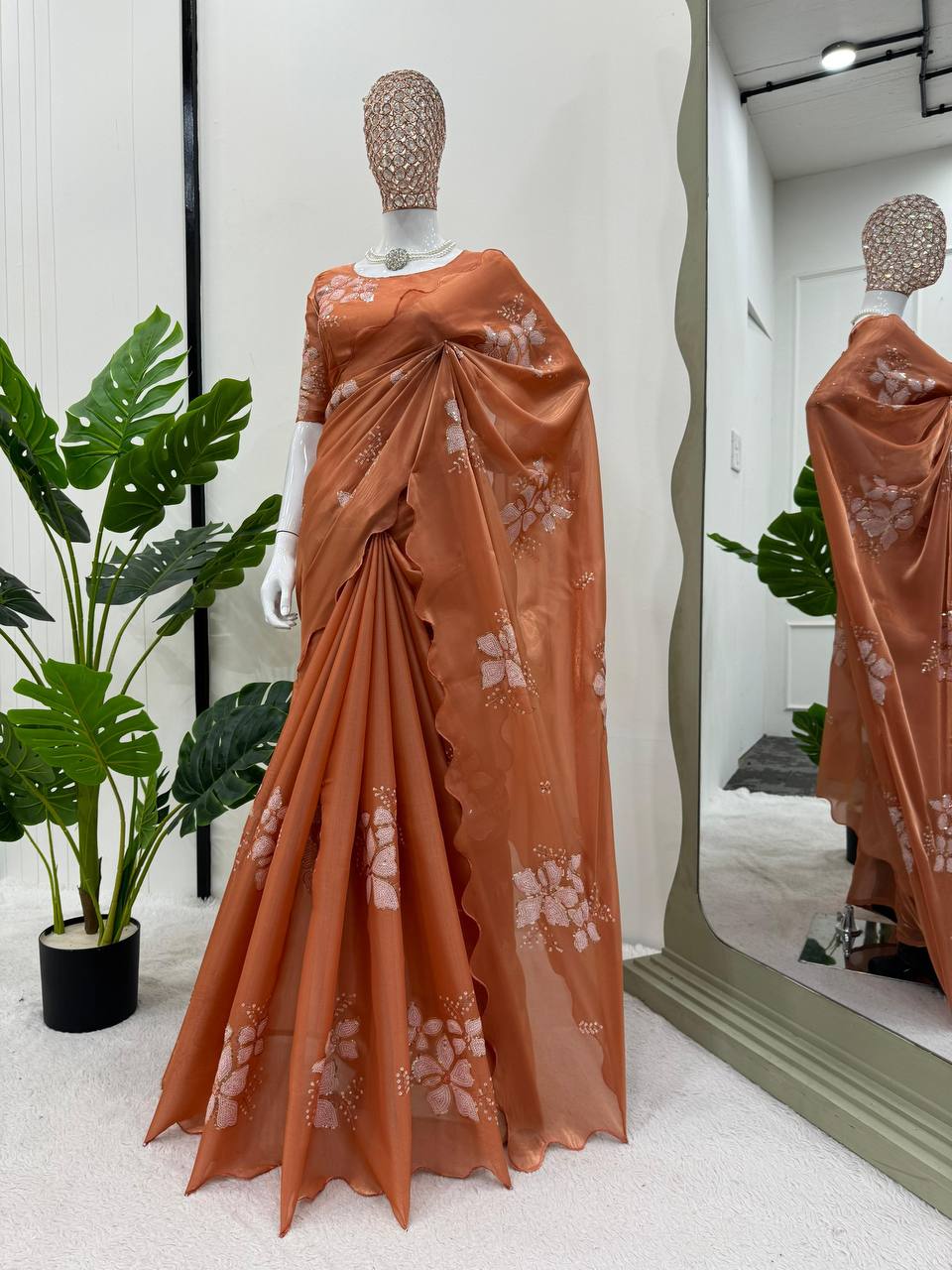 Latest Designer Jimmy Chu Fabric Saree with Blouse For Women