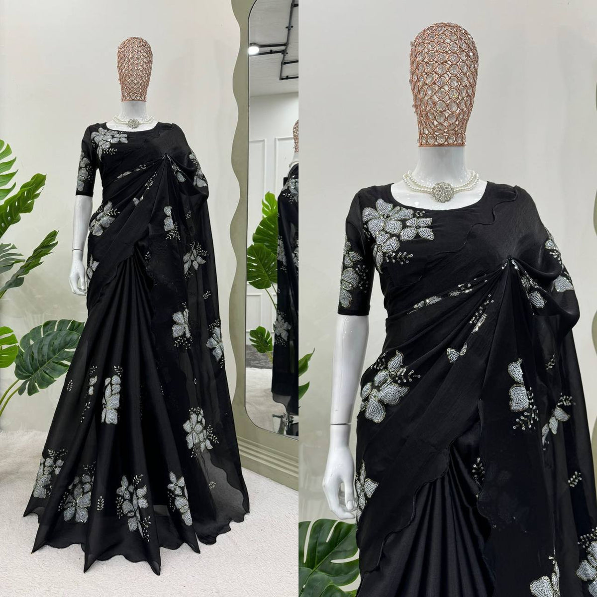 Latest Designer Jimmy Chu Fabric Saree with Blouse For Women