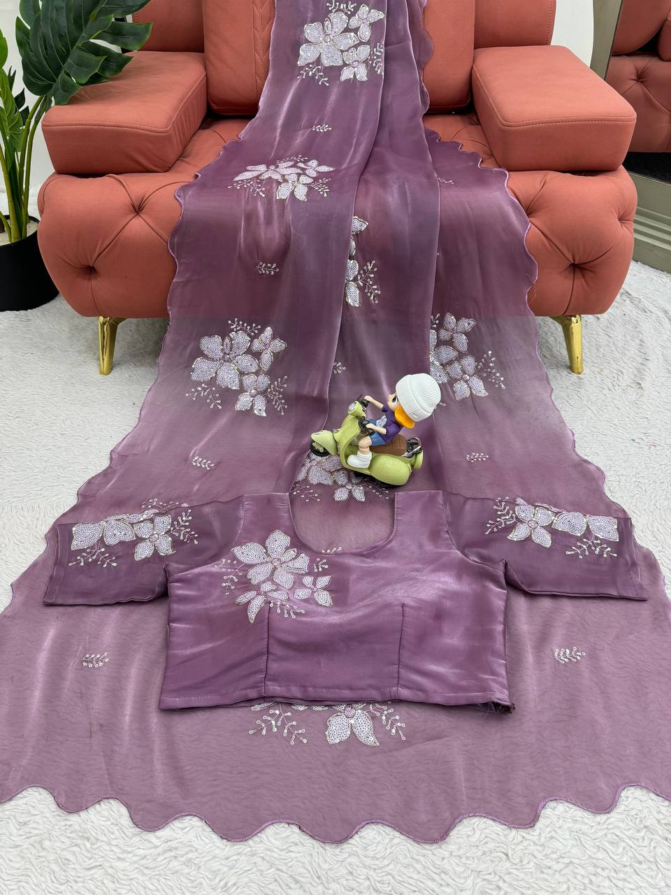 Latest Designer Jimmy Chu Fabric Saree with Blouse For Women