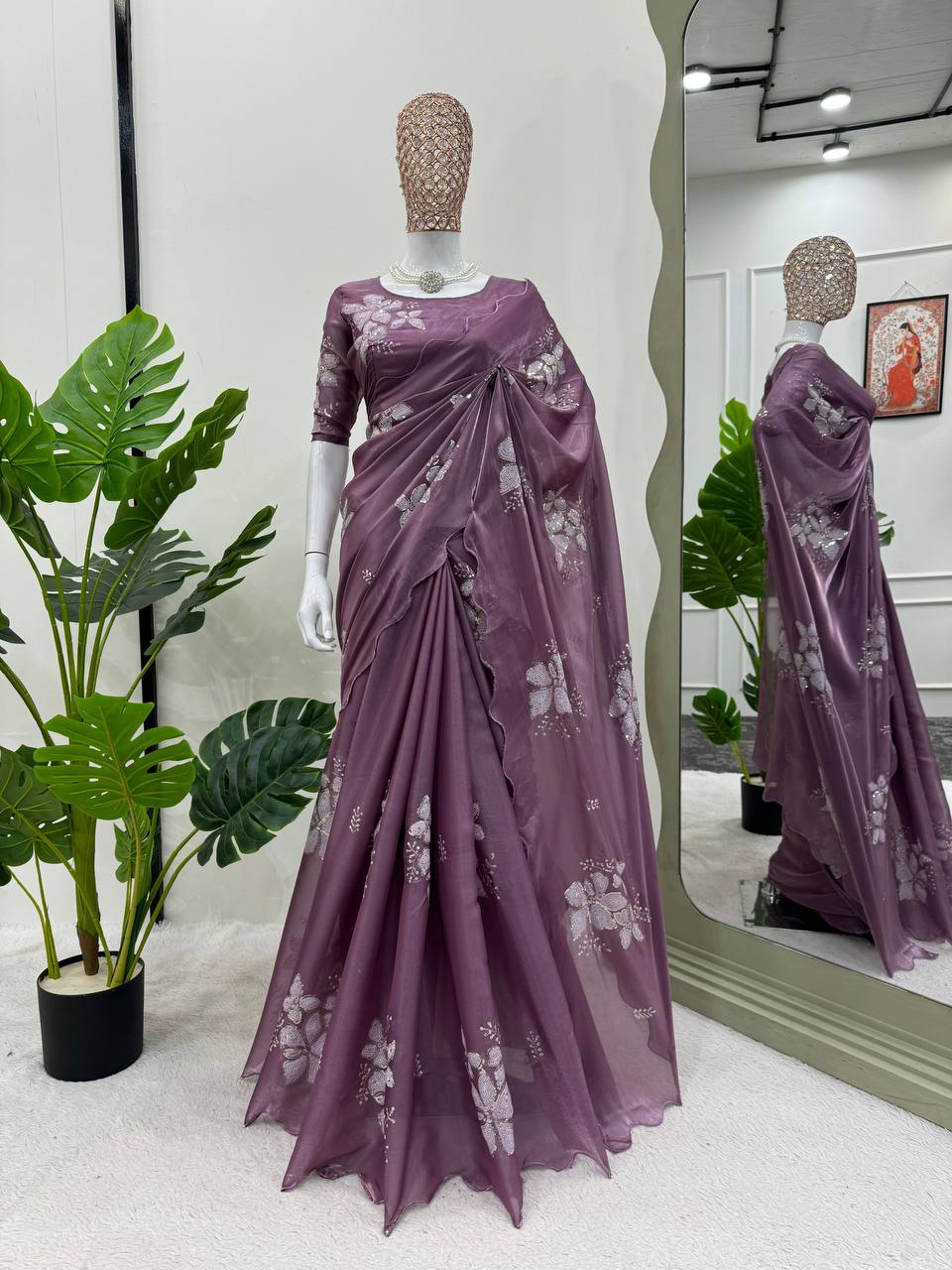 Latest Designer Jimmy Chu Fabric Saree with Blouse For Women