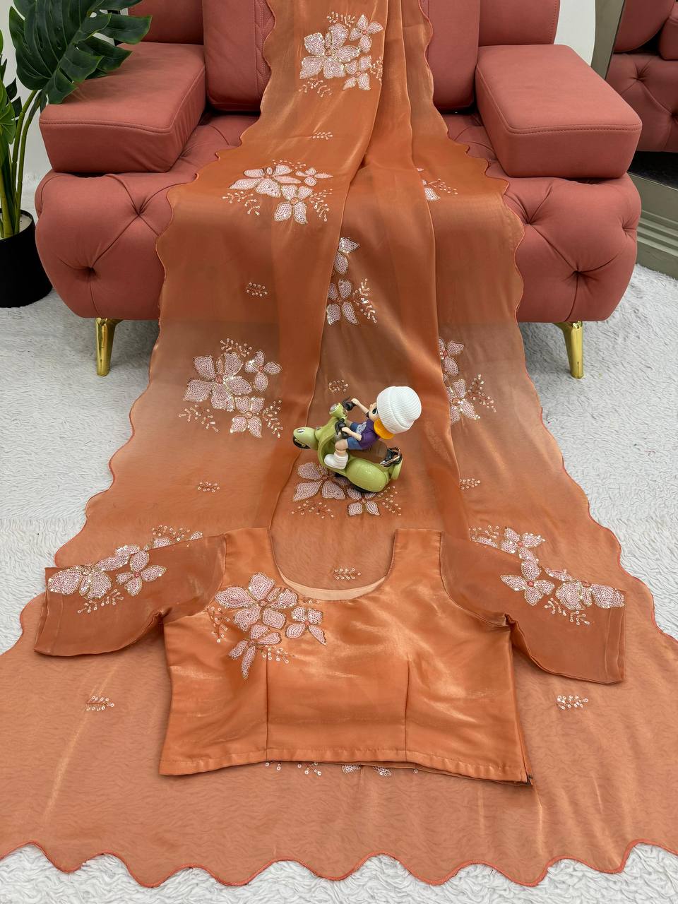 Latest Designer Jimmy Chu Fabric Saree with Blouse For Women