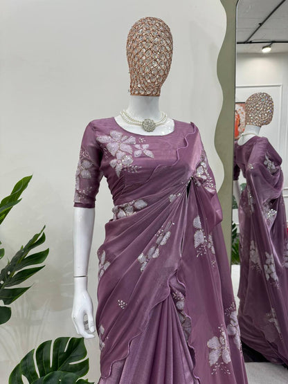 Latest Designer Jimmy Chu Fabric Saree with Blouse For Women
