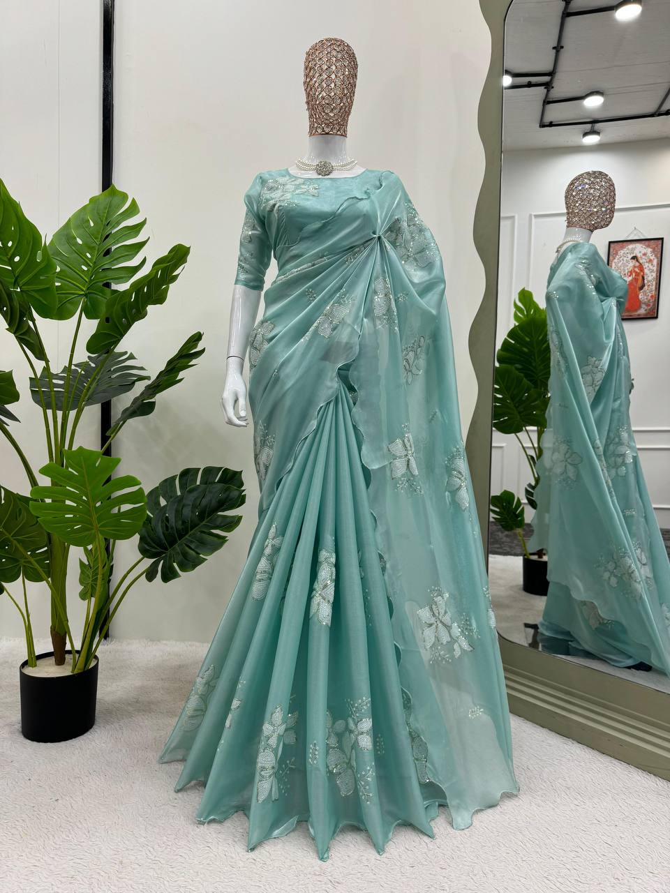 Latest Designer Jimmy Chu Fabric Saree with Blouse For Women