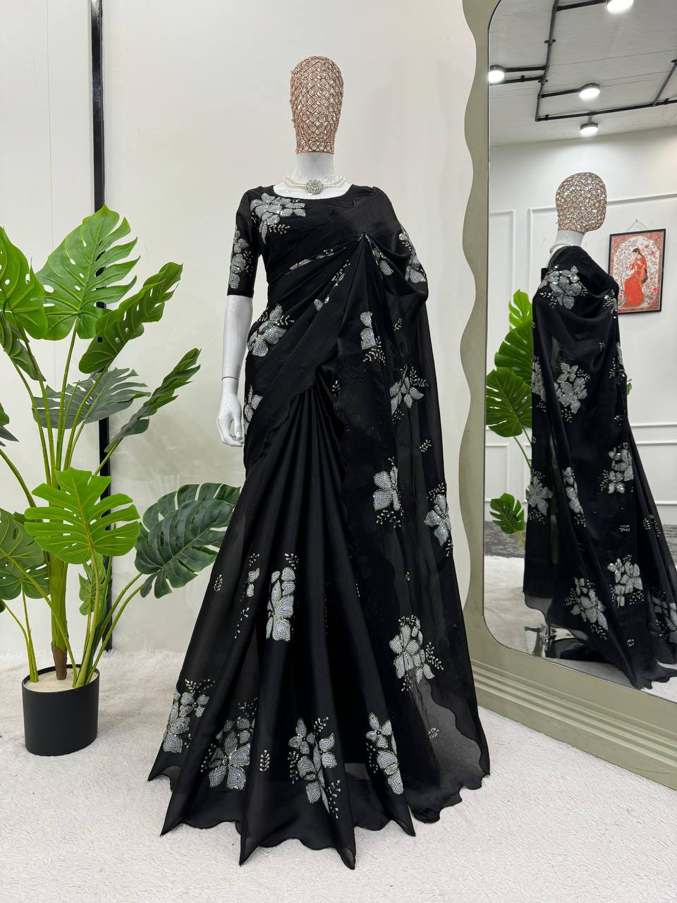 Latest Designer Jimmy Chu Fabric Saree with Blouse For Women