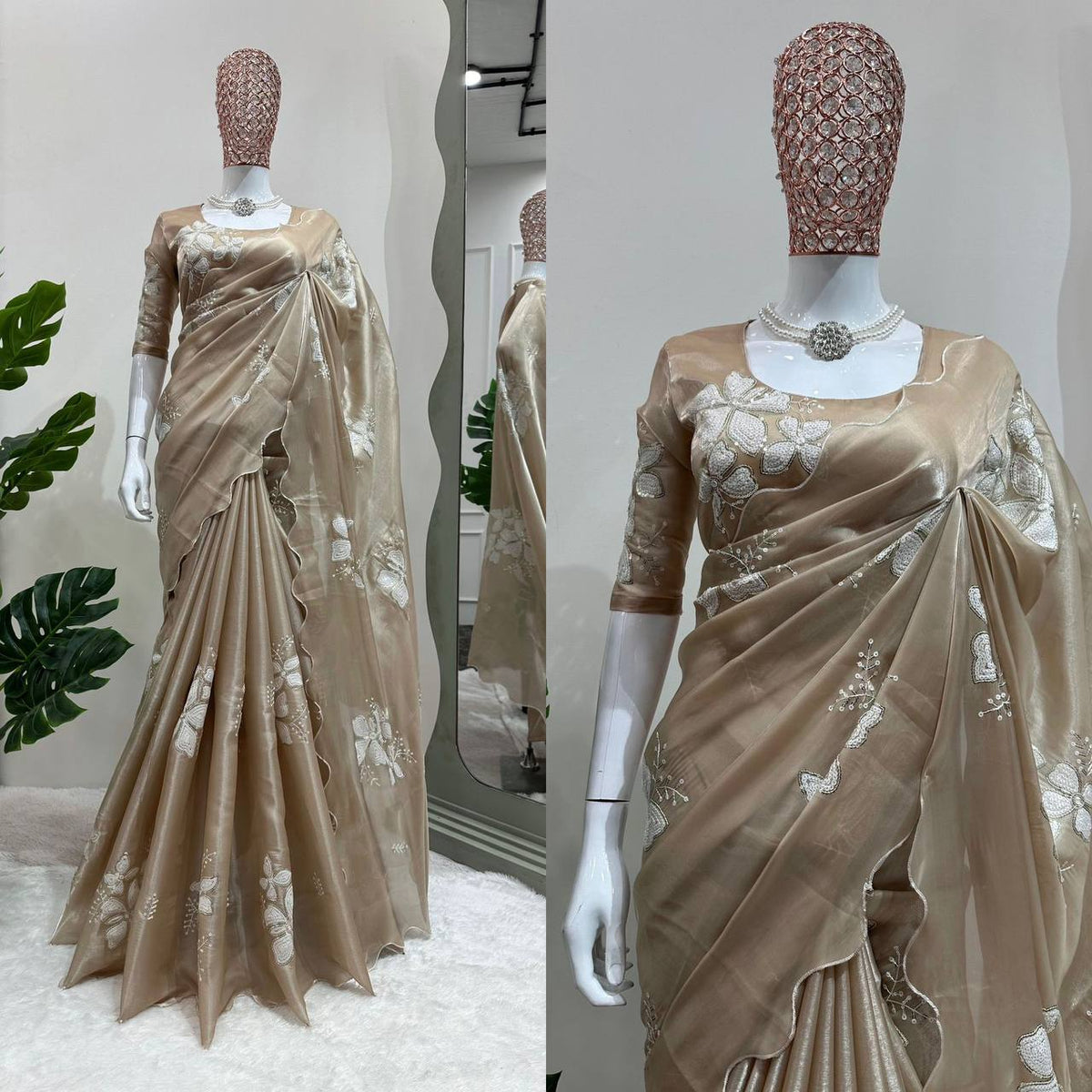 Latest Designer Jimmy Chu Fabric Saree with Blouse For Women