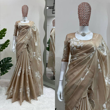 Latest Designer Jimmy Chu Fabric Saree with Blouse For Women