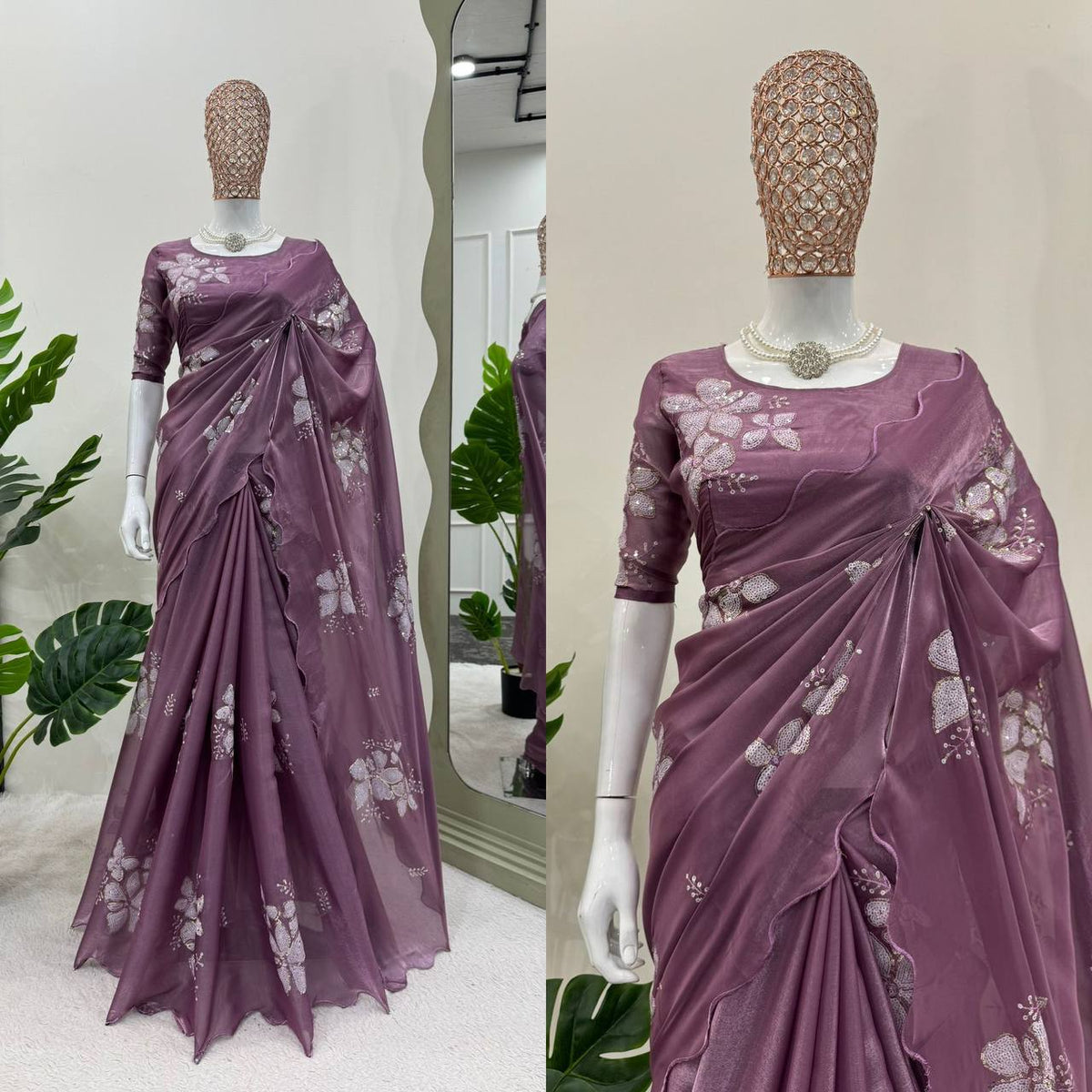 Latest Designer Jimmy Chu Fabric Saree with Blouse For Women