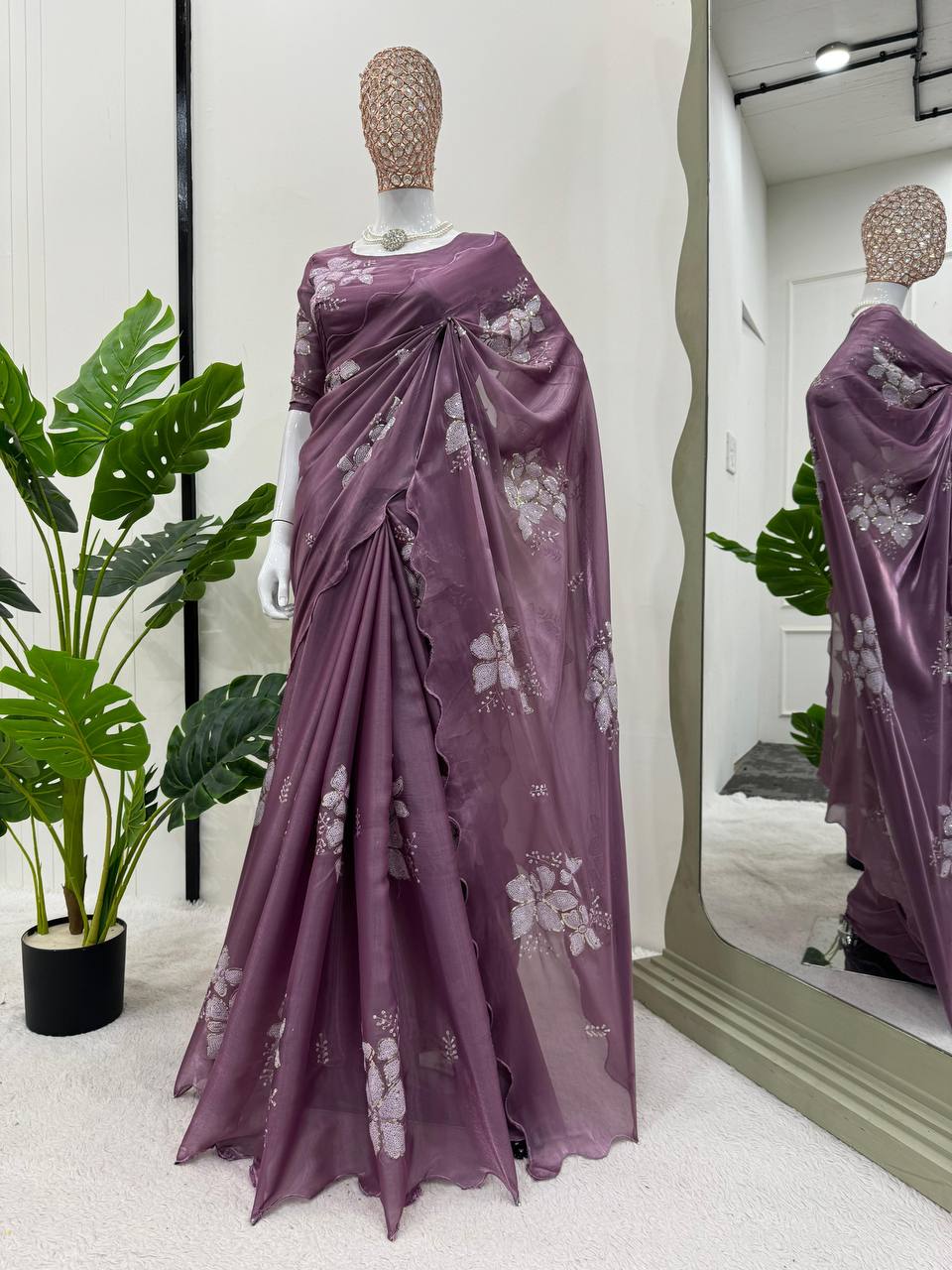 Latest Designer Jimmy Chu Fabric Saree with Blouse For Women