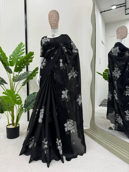 Latest Designer Jimmy Chu Fabric Saree with Blouse For Women