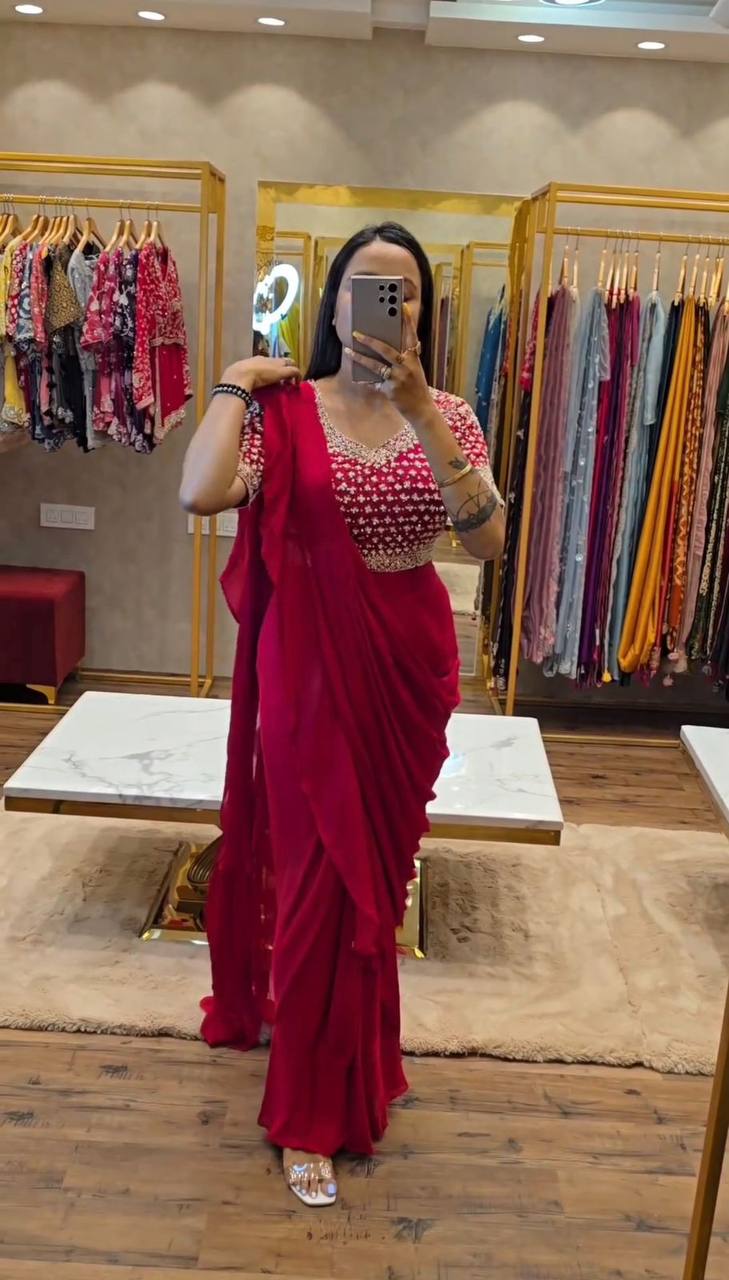Ready To Wear Saree with Full Stitched Blouse
