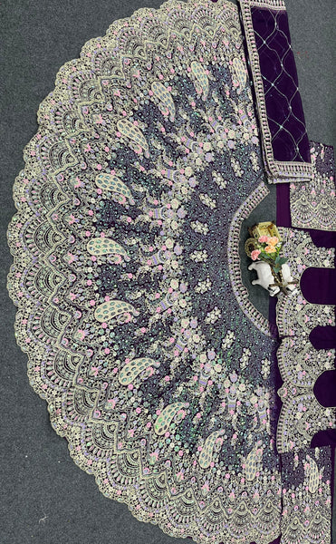 Purple Color Net Latest Lehengas For Women