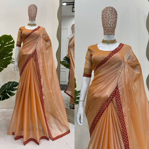 Brown Silk Saree with Blouse