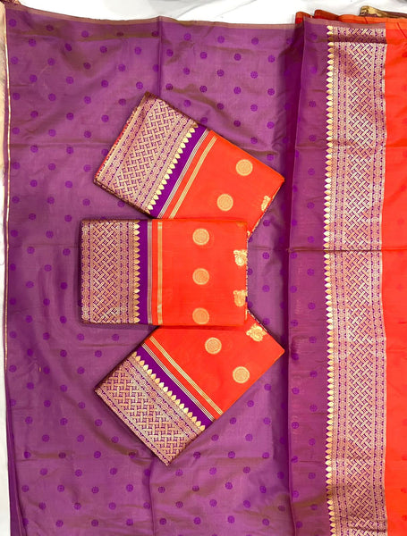 Latest Jacquard silk rich pallu saree with blouse
