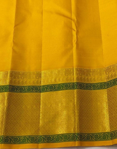 Party Wear Yellow Lichi Silk Jacquard saree with blouse