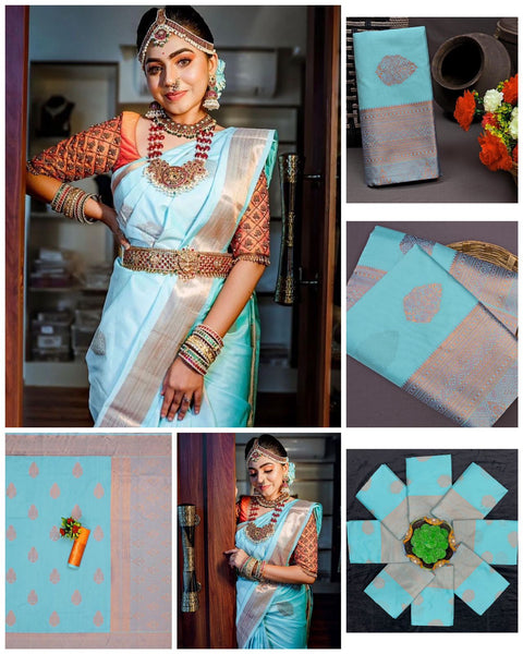 Women's Kanjivaram Soft Silk Saree For Wedding With Un-Stitched Blouse Piece Paithani