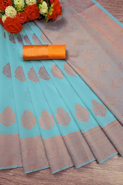 Women's Kanjivaram Soft Silk Saree For Wedding With Un-Stitched Blouse Piece Paithani