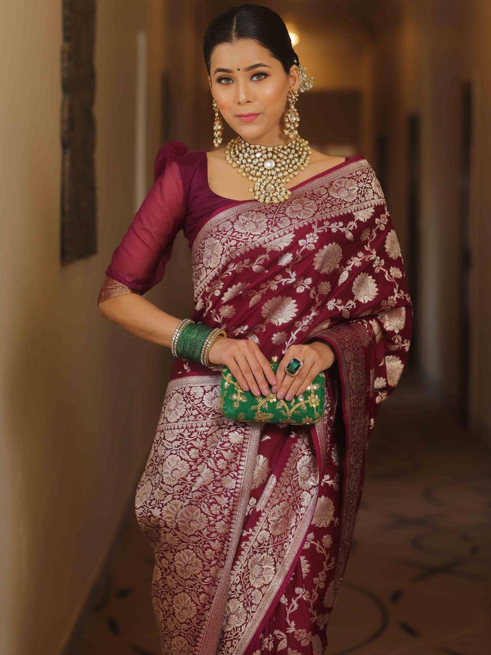 Reach Pallu Jacquard Saree For Women
