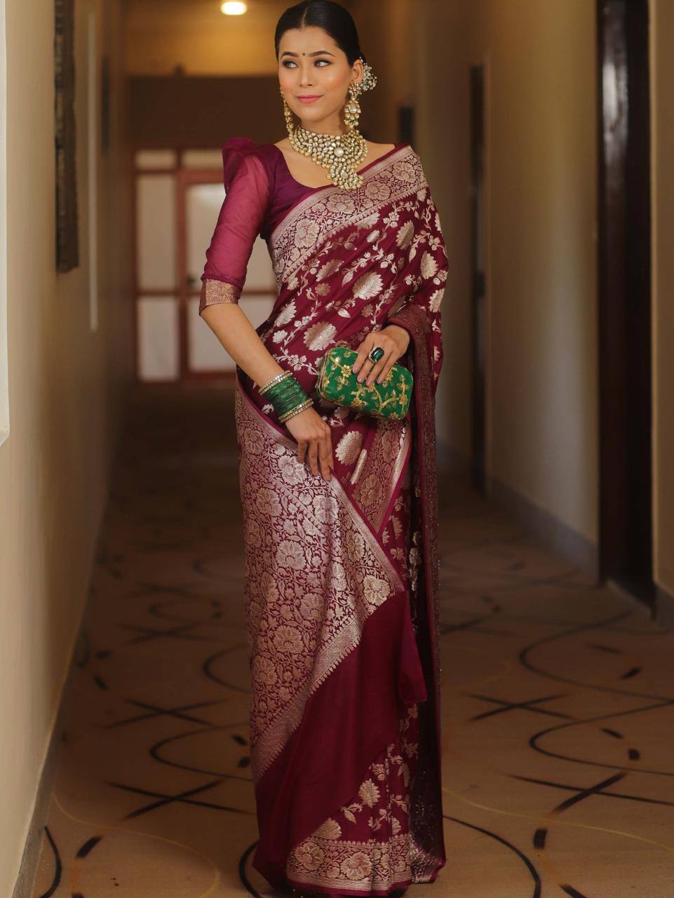 Reach Pallu Jacquard Saree For Women