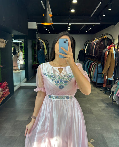 Baby Pink Embroidery Jelly Fish Gown