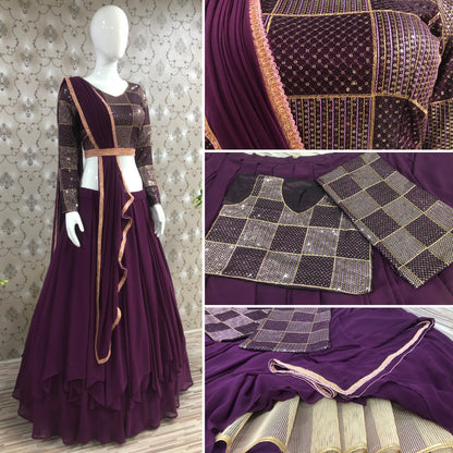 Designer Wine Lehenga for women wedding function