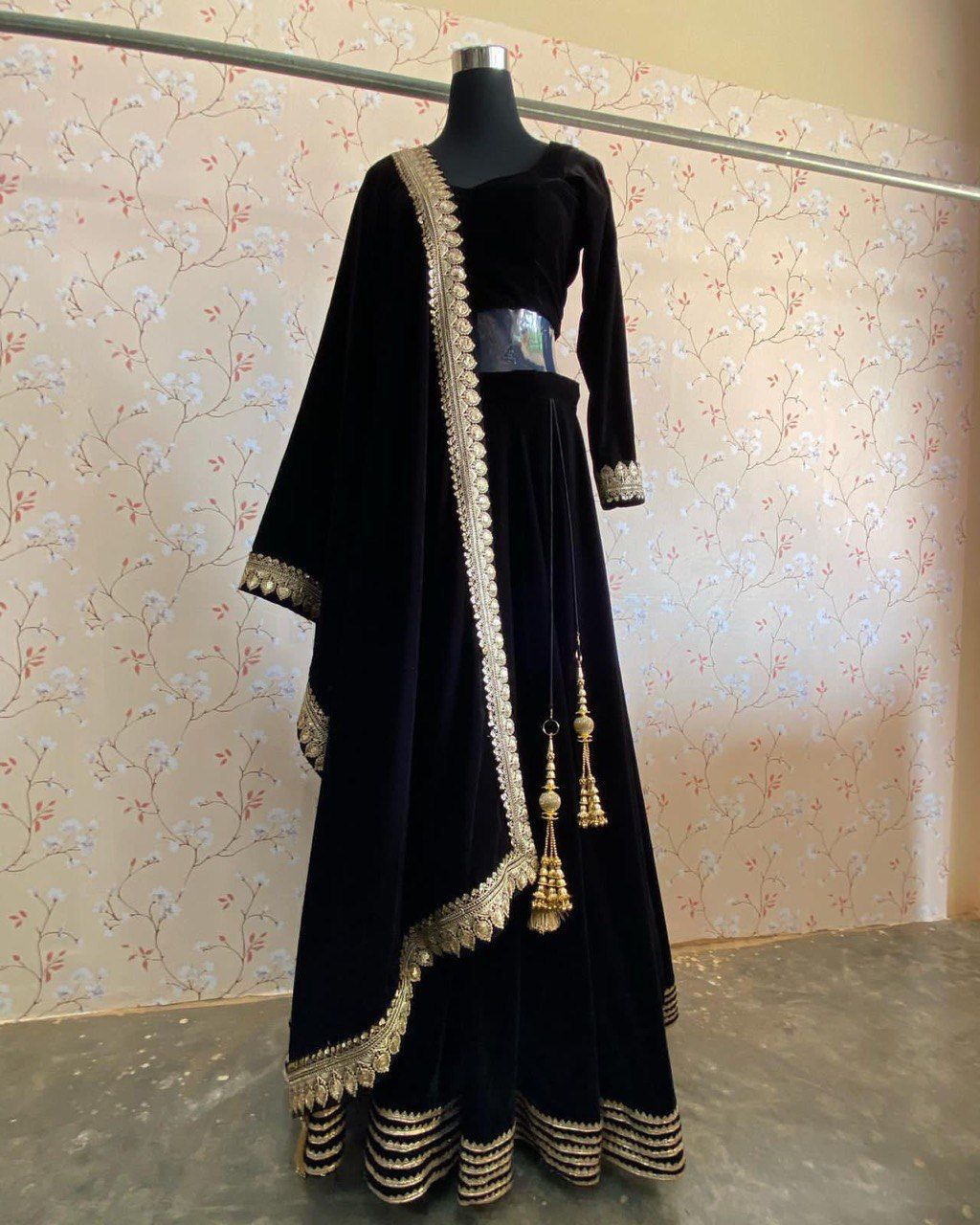Party Wear Winter Velvet Sequence Work Lehenga Choli With Embroidered Dupatta