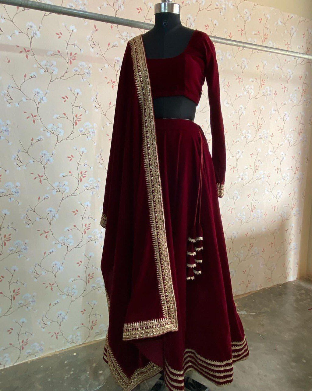 Party Wear Winter Velvet Sequence Work Lehenga Choli With Embroidered Dupatta