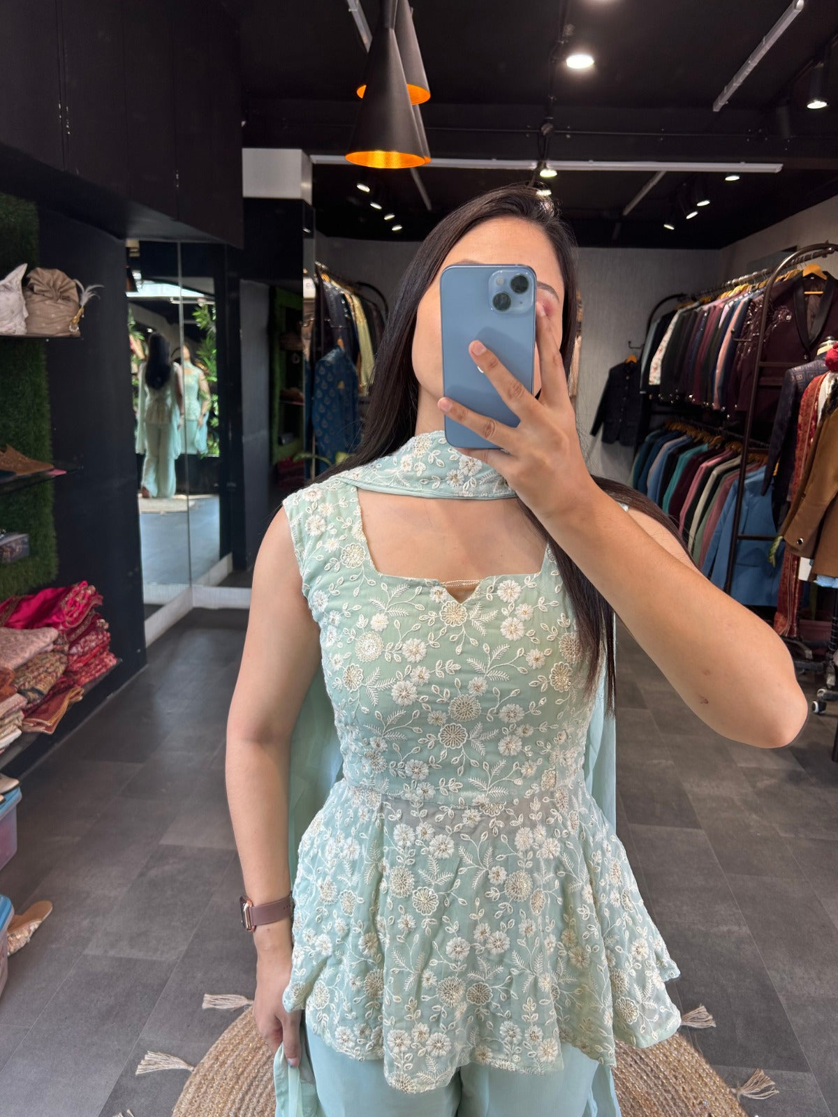 Pastel Green Color Plazo Top Co ord set