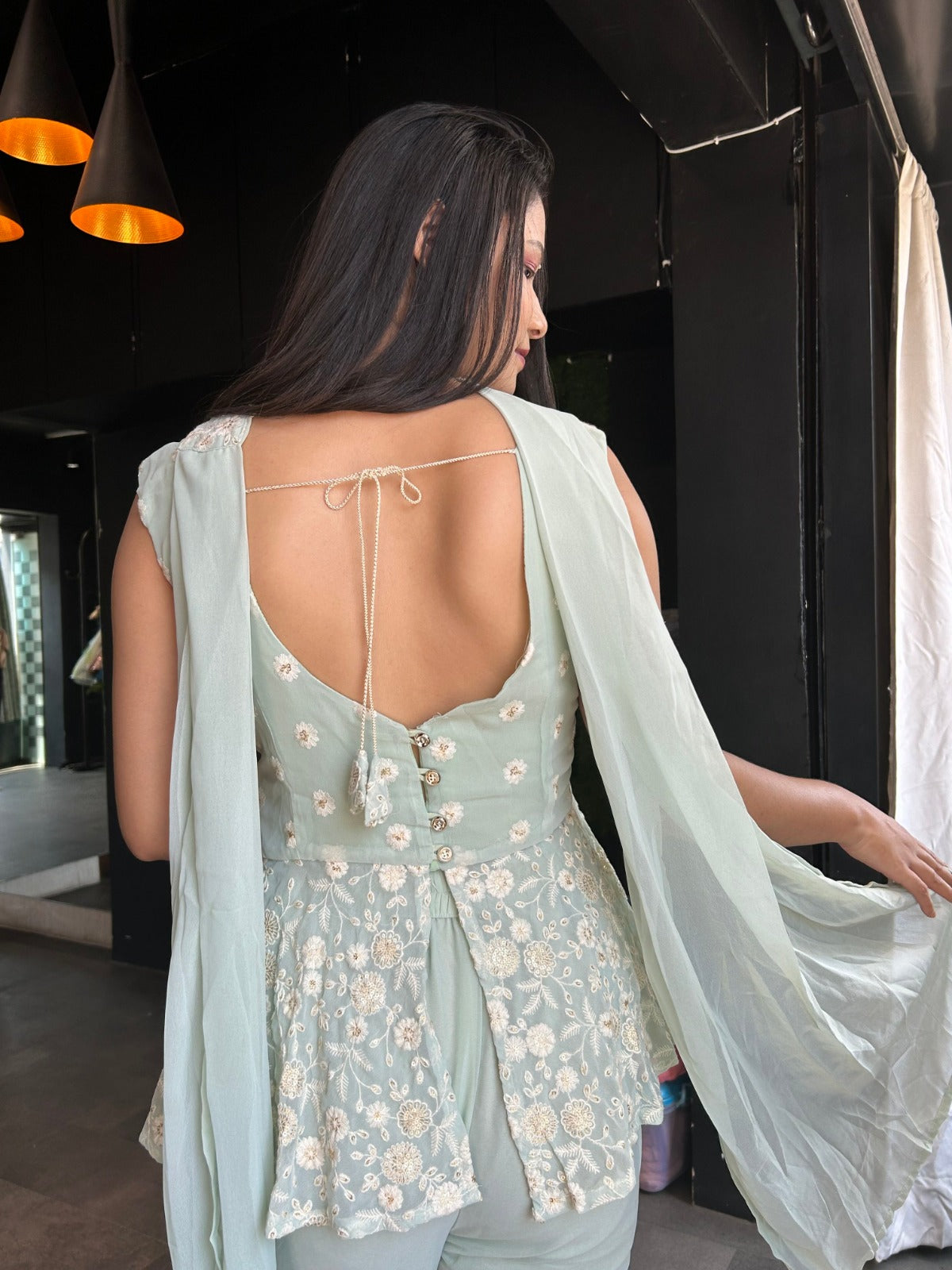 Pastel Green Color Plazo Top Co ord set