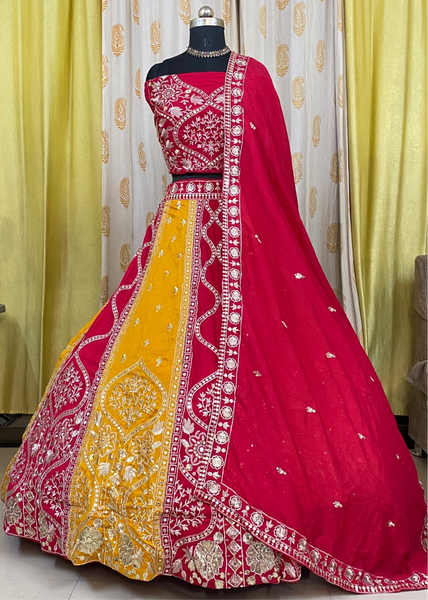 Vichitra Silk Color Georgette Lehenga Choli