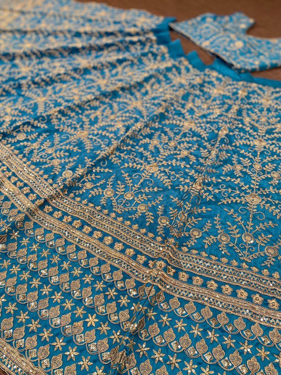 Teal blue Designer Exclusive Cording Sequence Work Lehenga Choli With Dupatta