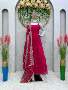 Party Wear Ready Made Anarkali Gown Dupatta Set For Women