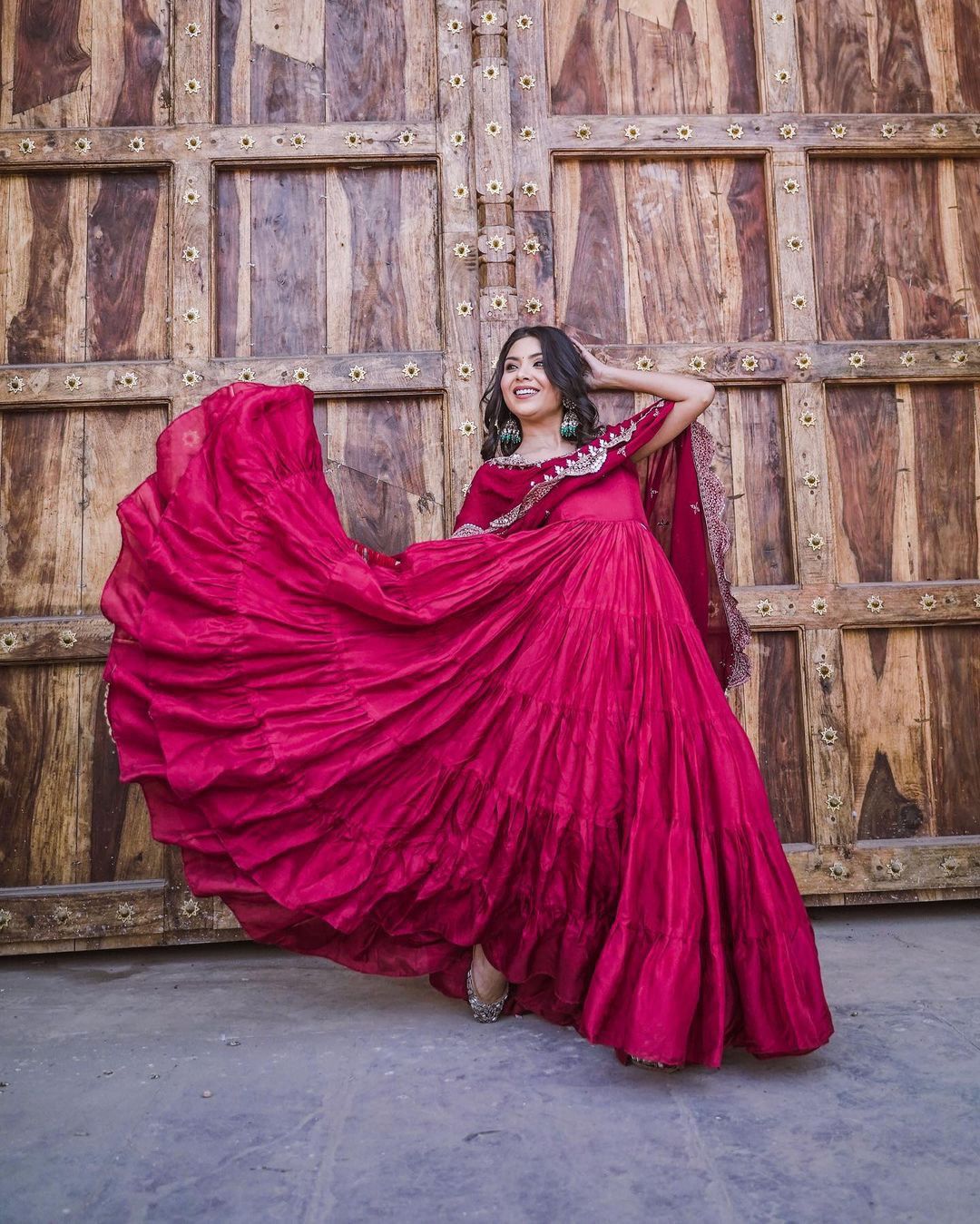 Party Wear Ready Made Anarkali Gown Dupatta Set For Women