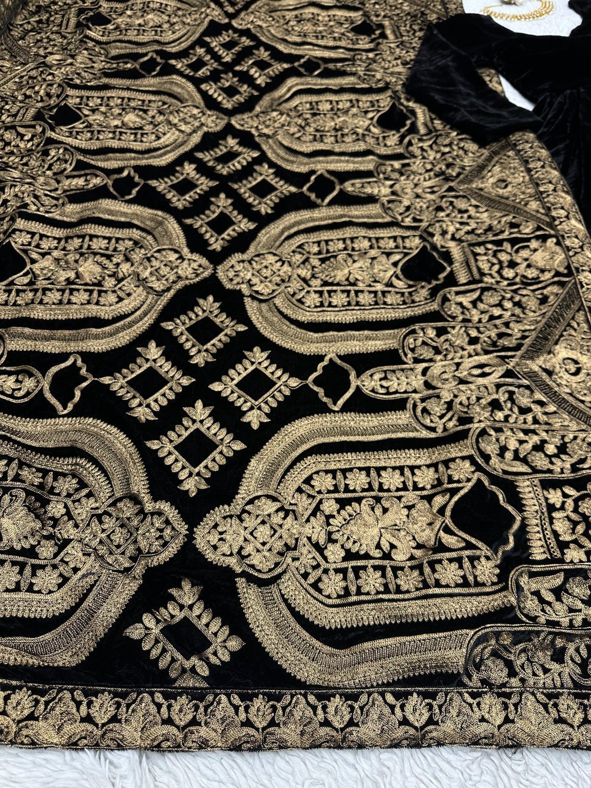 Black Velvet Long Anakali Gown Dupatta Set