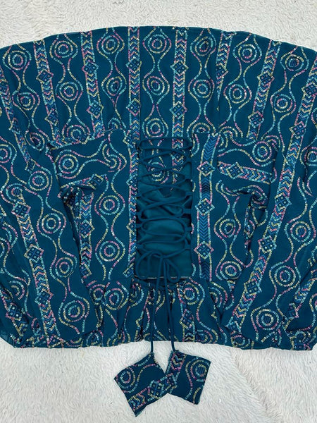 Blue Anakali Kurta with Pants & Dupatta For Women