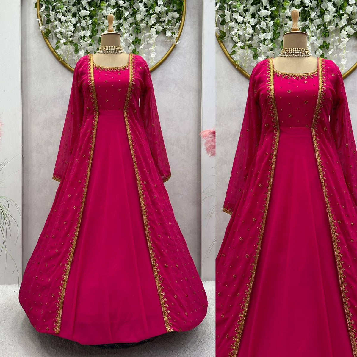 Rani Full Stitched Gown With Shrug For Function Wear