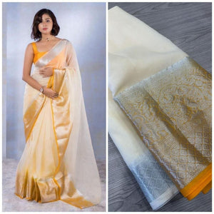 Latest Organza Jacquard Sof Silk Saree with pallu