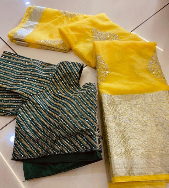 Kanchipuram Organza Silk Jacquard Sequence Saree