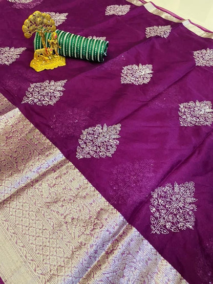 Kanchipuram Organza Silk Jacquard Sequence Saree