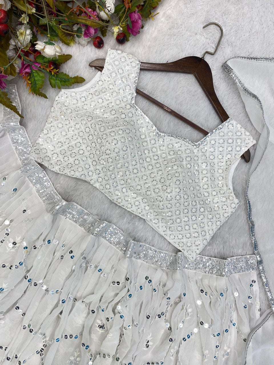 White High Quality Georgette Lehenga Choli for women