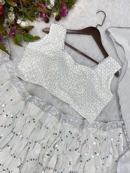 White High Quality Georgette Lehenga Choli for women
