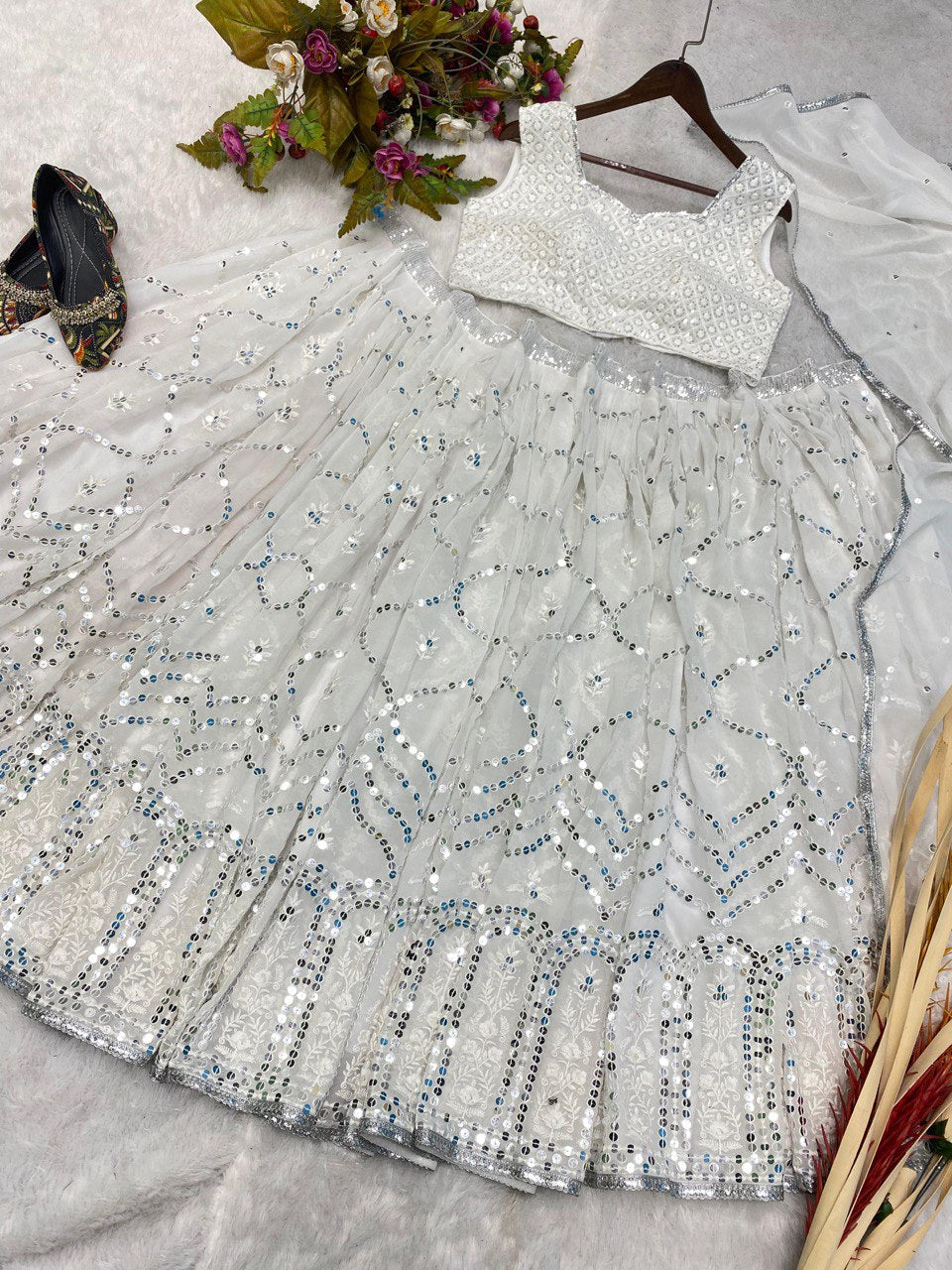 White High Quality Georgette Lehenga Choli for women