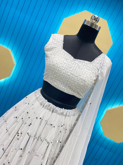 White High Quality Georgette Lehenga Choli for women
