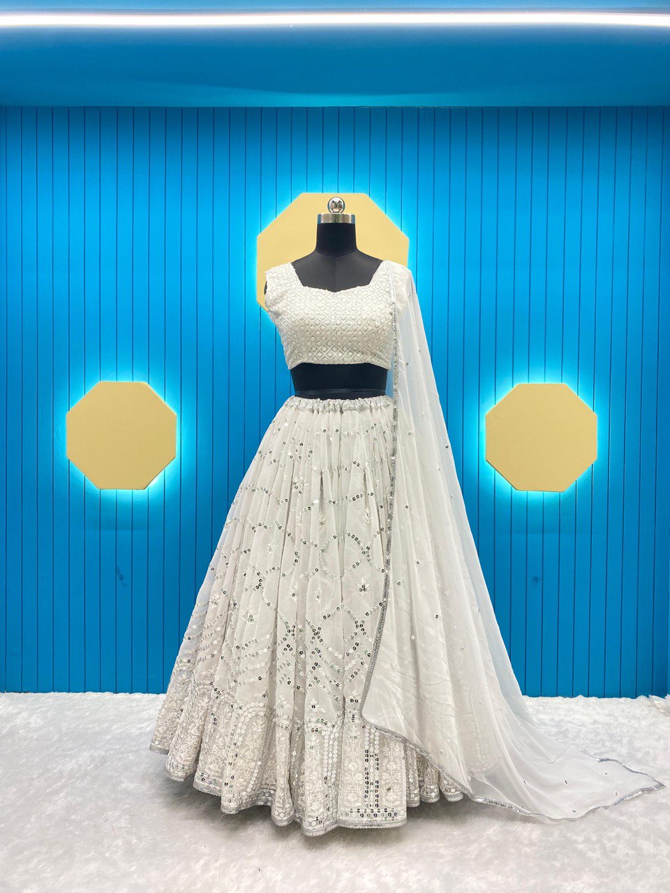 White High Quality Georgette Lehenga Choli for women