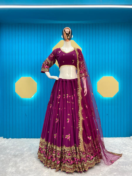 Function Wear Women Georgette Lehenga Choli Dupatta Set