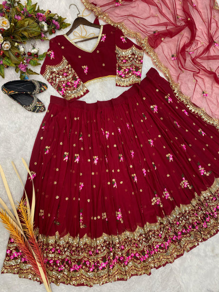 Function Wear Women Georgette Lehenga Choli Dupatta Set