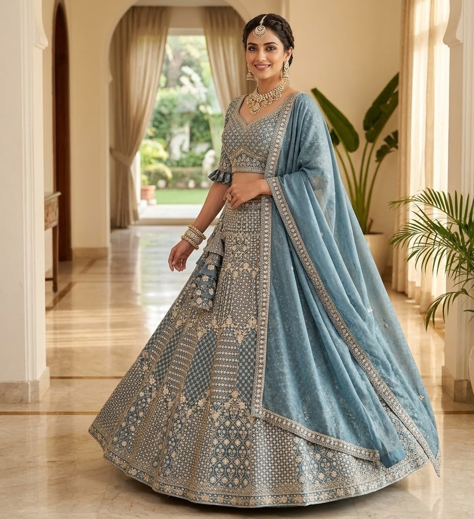 Premium Star Faux Georgette Lehenga Choli with Dual-Sequence Embroidery Heavy Flair