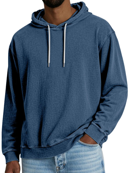 Casual Solid Color Hooded Long-sleeved Sweatshirt Men