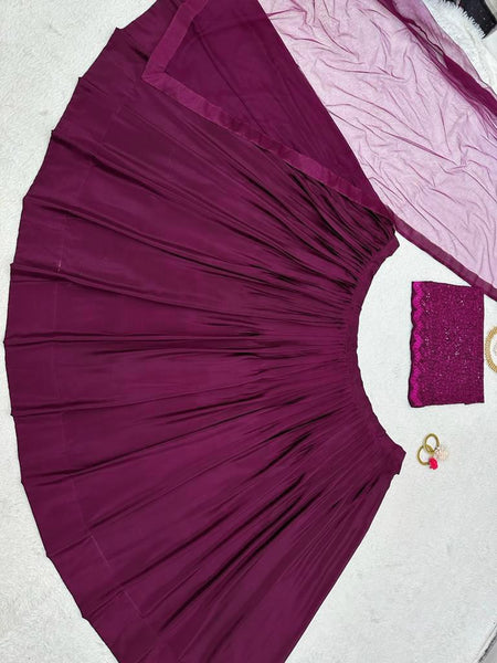 Magenta Color Enchanting Magenta Chinon Silk Lehenga Choli with Thread and Sequence Work